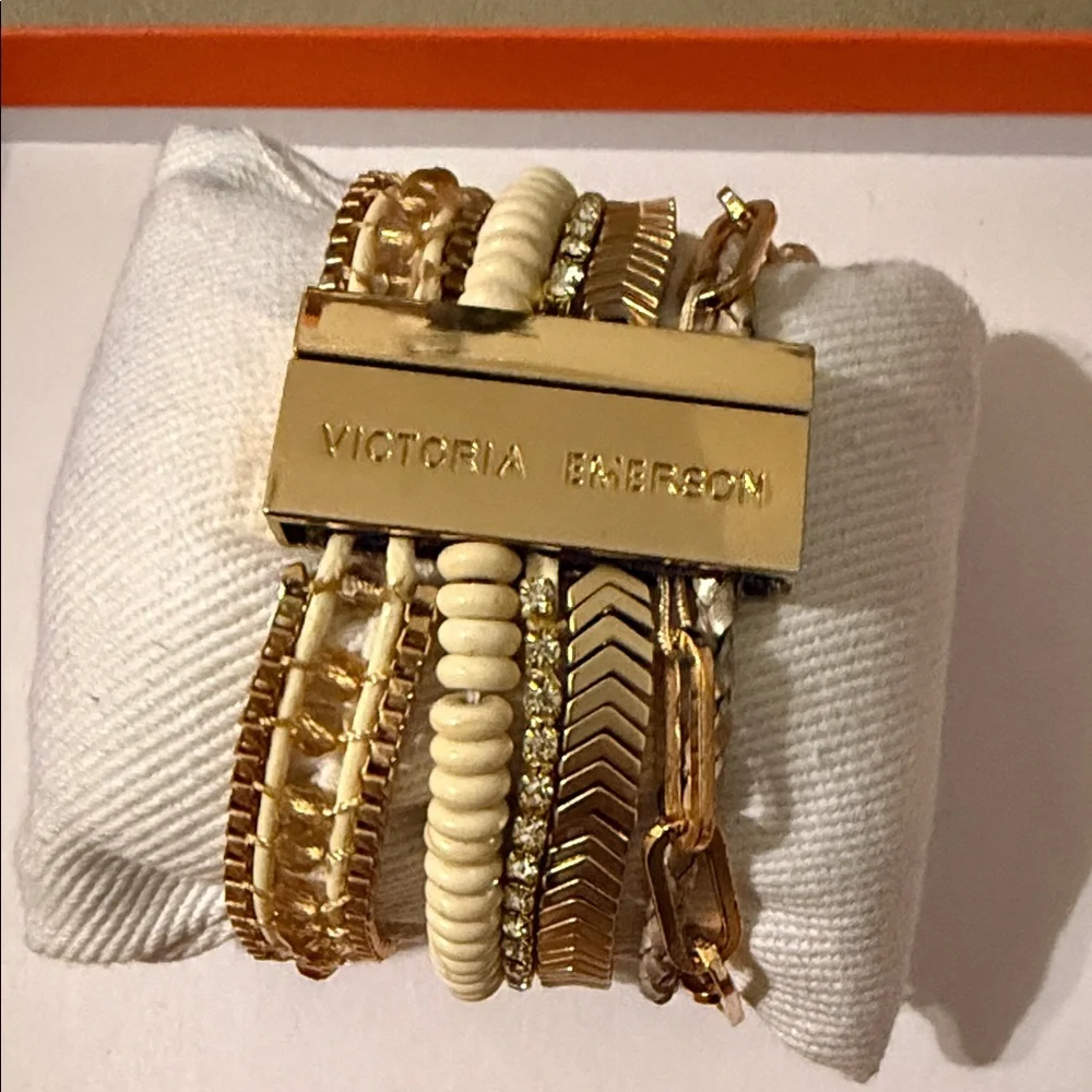 Victoria Emerson Gold and Cream Multistrand Bracelet